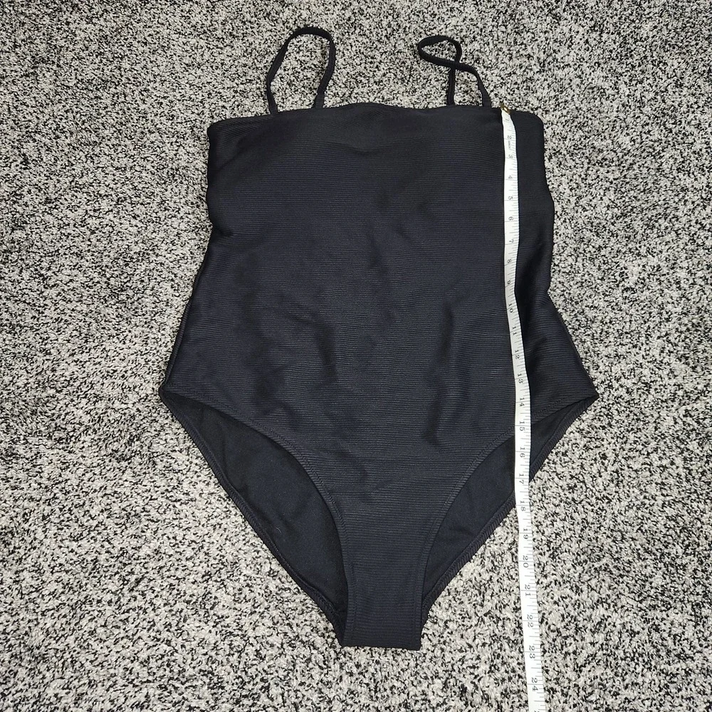 Old Navy Swimsuit Large Black Ribbed 1 Piece Swimsuit Multiway Straps Slimming L